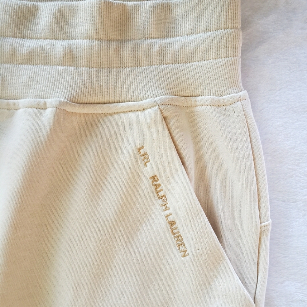 LAUREN RALPH LAUREN Classic French Terry Cream Jogger Pant--L - Picture 8 of 16